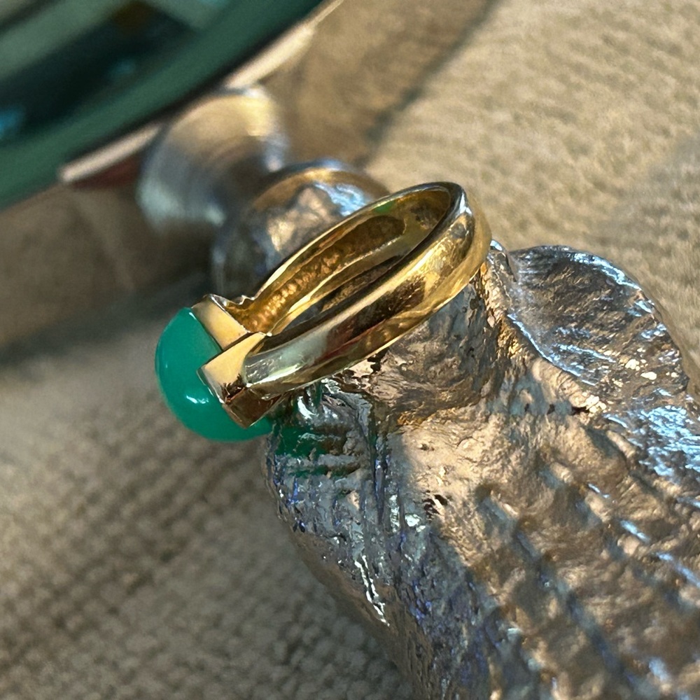 14k Yellow Gold Nabco Ring with green jade stone. Size 5 - Picture 7 of 14